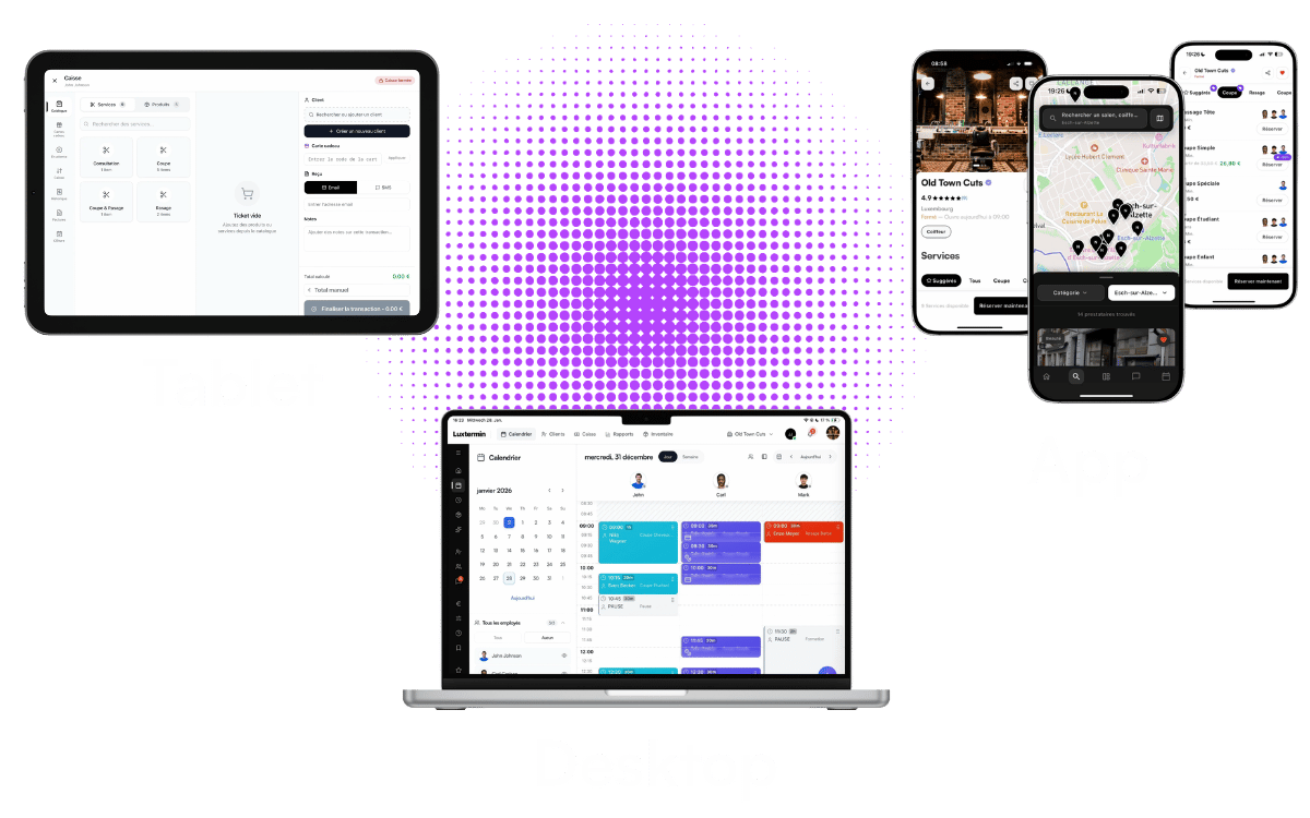 Luxtermin dashboard — calendrier et gestion de rendez-vous